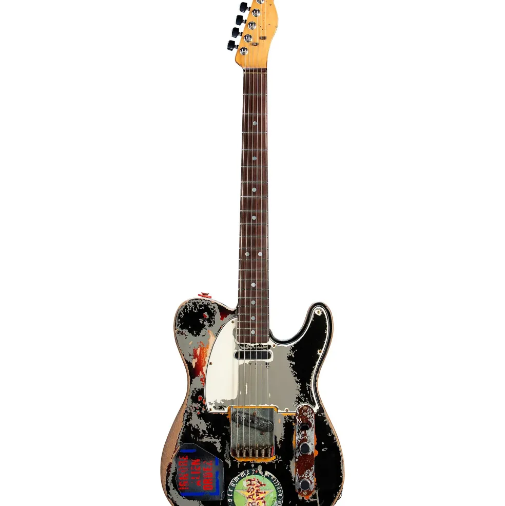 Fender Custom Shop Joe Strummer Telecaster Limited-Edition Electric Guitar Masterbuilt By Paul Waller Aged Black over 3-Color Sunburst
