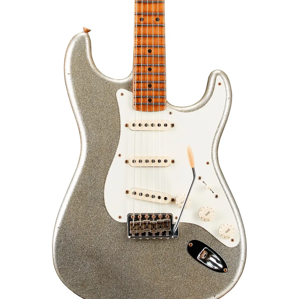 Fender Custom Shop Limited-Edition Platinum Anniversary '50s Stratocaster Journeyman Relic Electric Guitar Aged Silver Sparkle