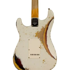 Fender Custom Shop Limited-Edition '62 Stratocaster Heavy Relic Electric Guitar Aged Olympic White over 3-Color Sunburst