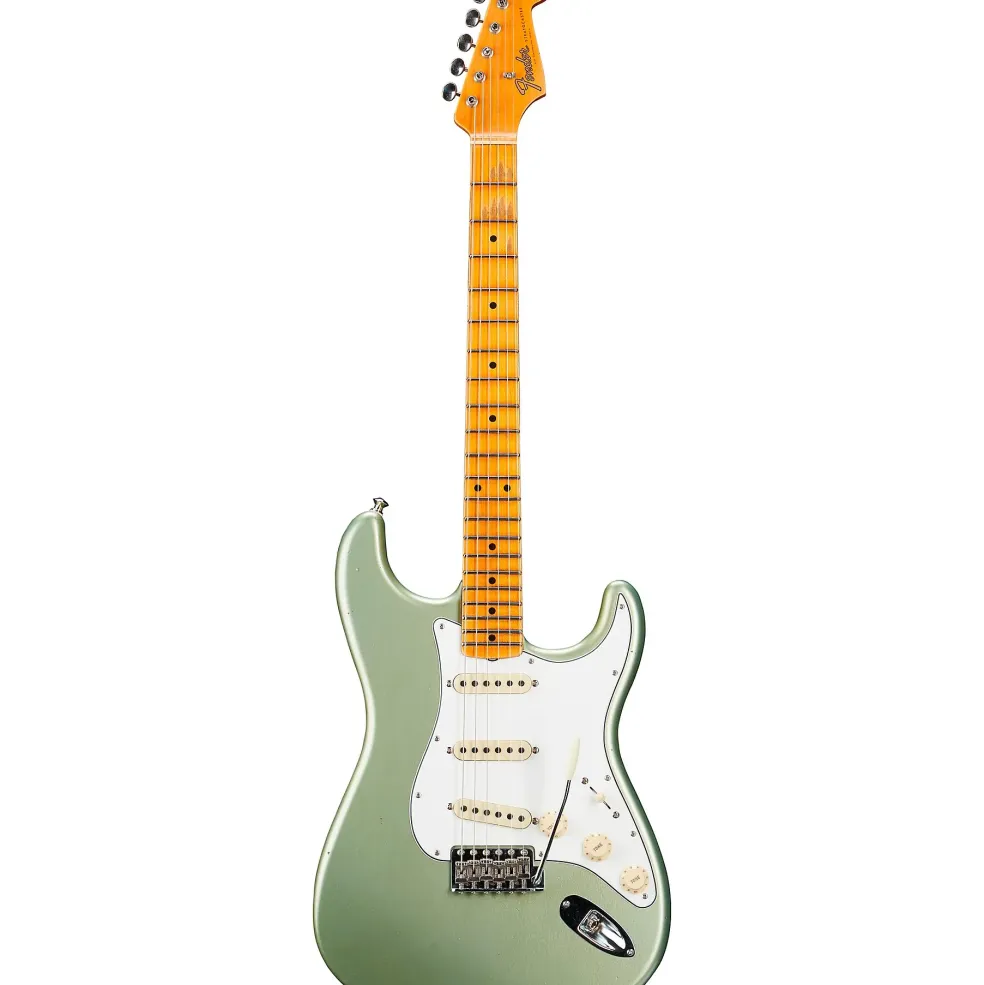 Fender Custom Shop Postmodern Stratocaster Journeyman Relic Electric Guitar With Closet Classic Hardware & Maple Fingerboard Faded Aged Sage Green Metallic
