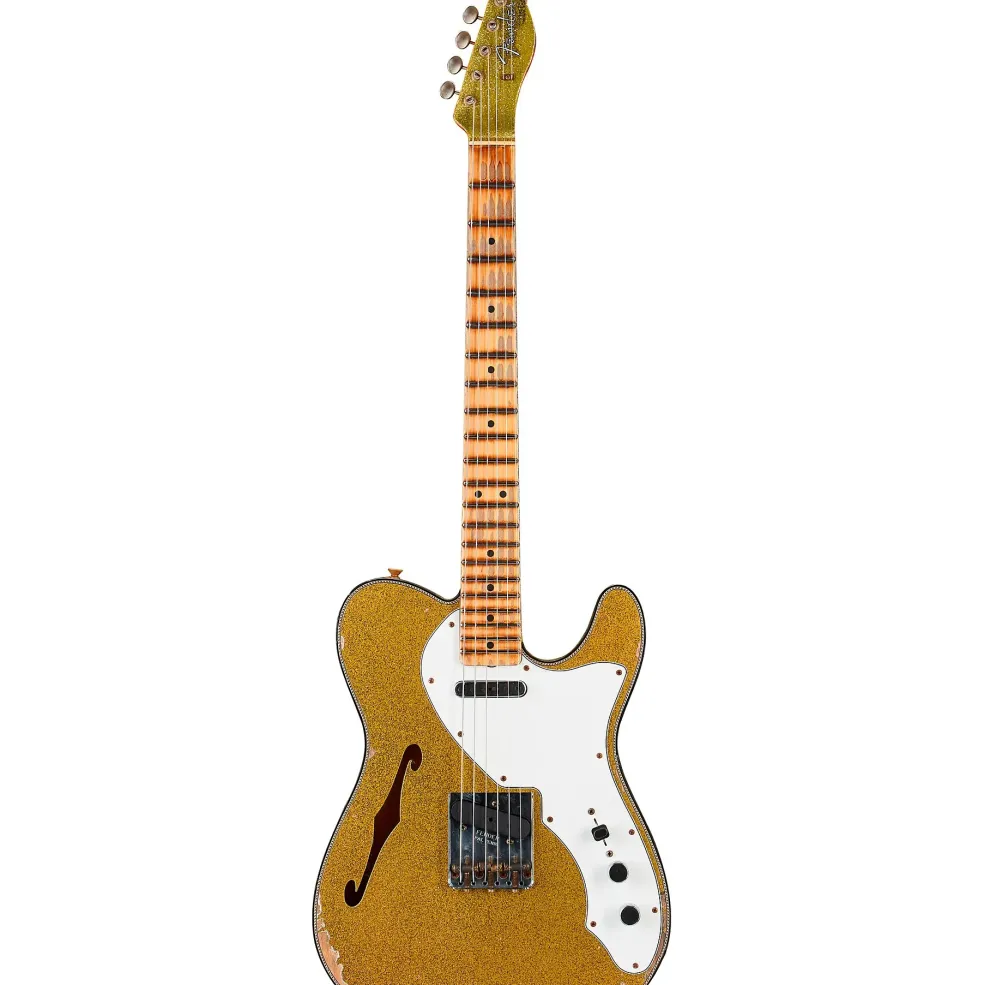 Fender Custom Shop '60s Custom Telecaster Thinline Relic Limited-Edition Electric Guitar Chartreuse Sparkle