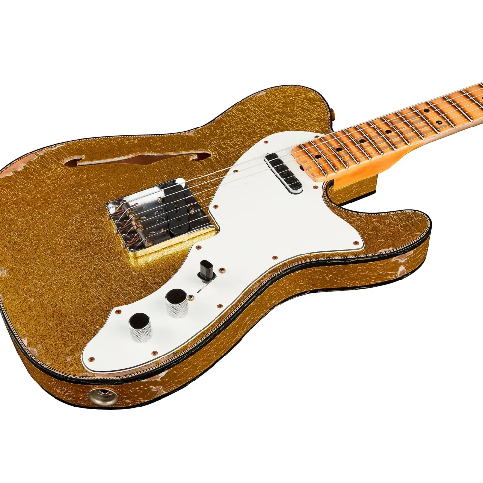 Fender Custom Shop '60s Custom Telecaster Thinline Relic Limited-Edition Electric Guitar Chartreuse Sparkle