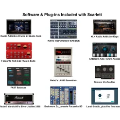 Focusrite Scarlett 2i2 Gen 4 with Yamaha HS Studio Monitor Pair Bundle (Stands & Cables Included) HS5