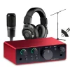 Focusrite Scarlett Solo Gen 4 With Audio-Technica Microphone & Sterling Studio Headphone Package (Stand & Cable Included)
