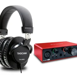 Focusrite Scarlett Solo USB Audio Interface Gen 3 With TASCAM TH-200X Studio Headphones Bundle