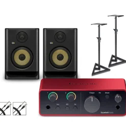Focusrite Solo Gen4 with KRK ROKIT G5 Studio Monitor Pair (Stands & Cables Included) ROKIT 5
