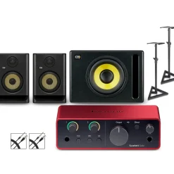 Focusrite Solo Gen4 with KRK ROKIT G5 Studio Monitor Pair & S10 Subwoofer (Stands & Cables Included) ROKIT 5