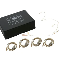 Galaxy Audio HSM4 Dual Ear Headset Mic With 4 Sennheiser Connecton Cables, Windscreen, Clip and Case Beige