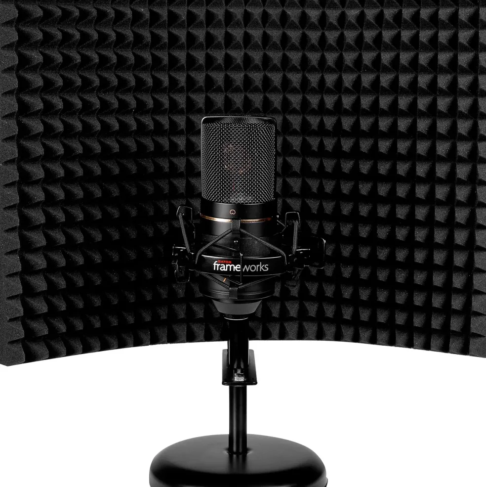 Gator GFW-MICISO1216 Portable Desktop 12 x 16" Microphone Isolation Shield with Round Base Stand