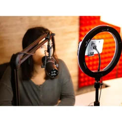 Gator Set of Two Height-Adjustable Stands With Pivoting LED Ring Lights and Universal Phone Holders