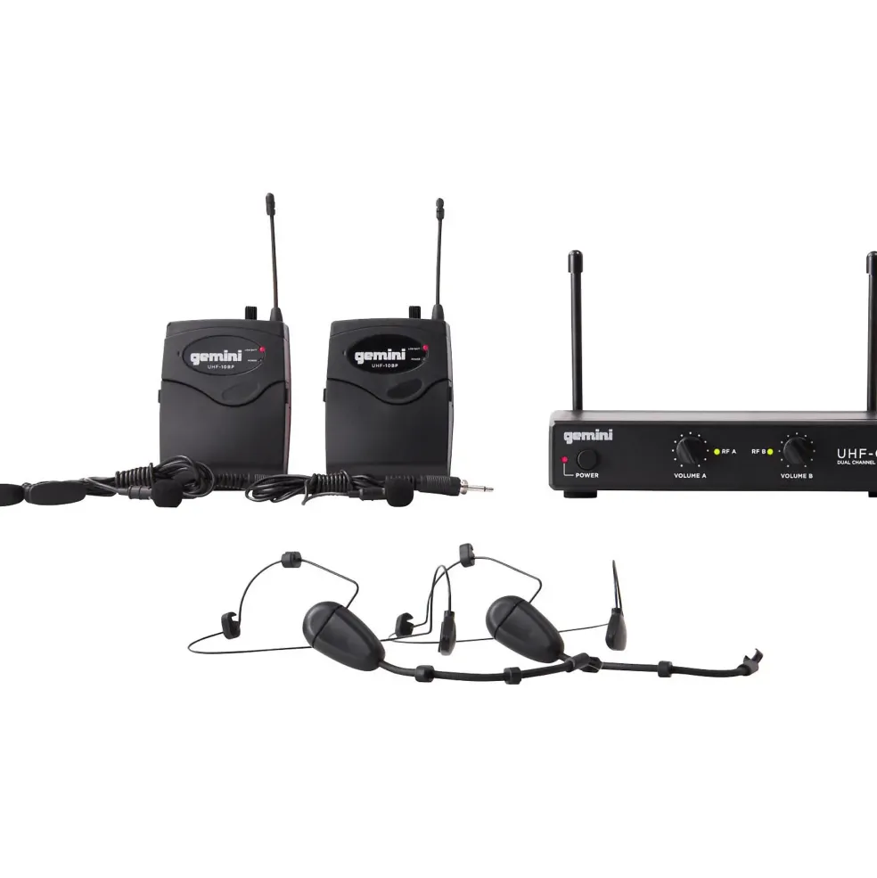 Gemini UHF-02HL 2-Channel Wireless Headset/Lavalier Combo System S34