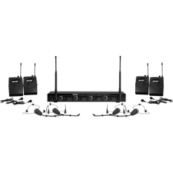Gemini UHF-04HL 4-Channel Wireless Headset/Lavalier Combo System, 517.6/521.5/533.7/537.2mHz S1234