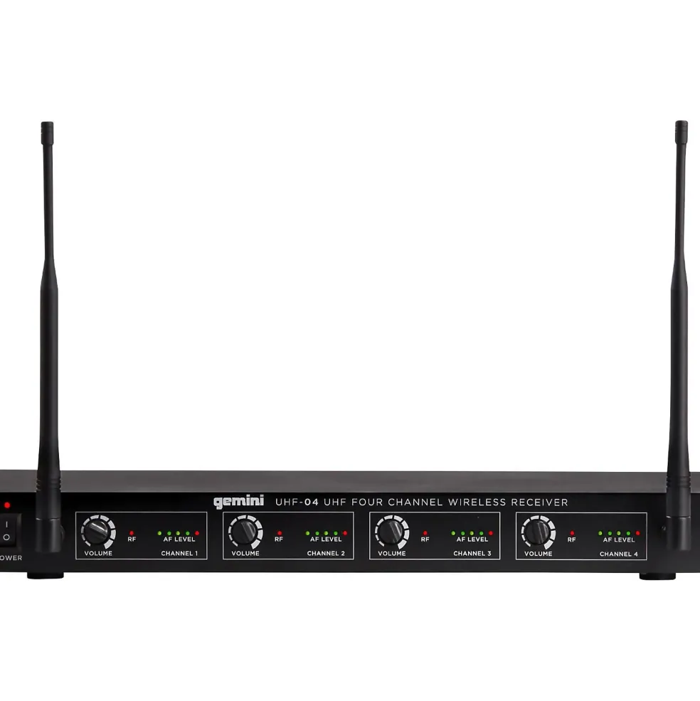 Gemini UHF-04HL 4-Channel Wireless Headset/Lavalier Combo System, 517.6/521.5/533.7/537.2mHz S1234
