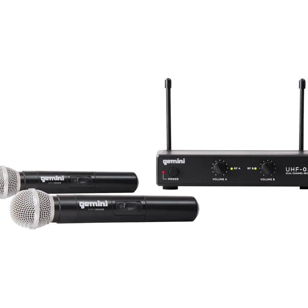 Gemini UHF-02M 2-Channel Wireless Handheld Microphone System, 517.6/521.5MHz S12