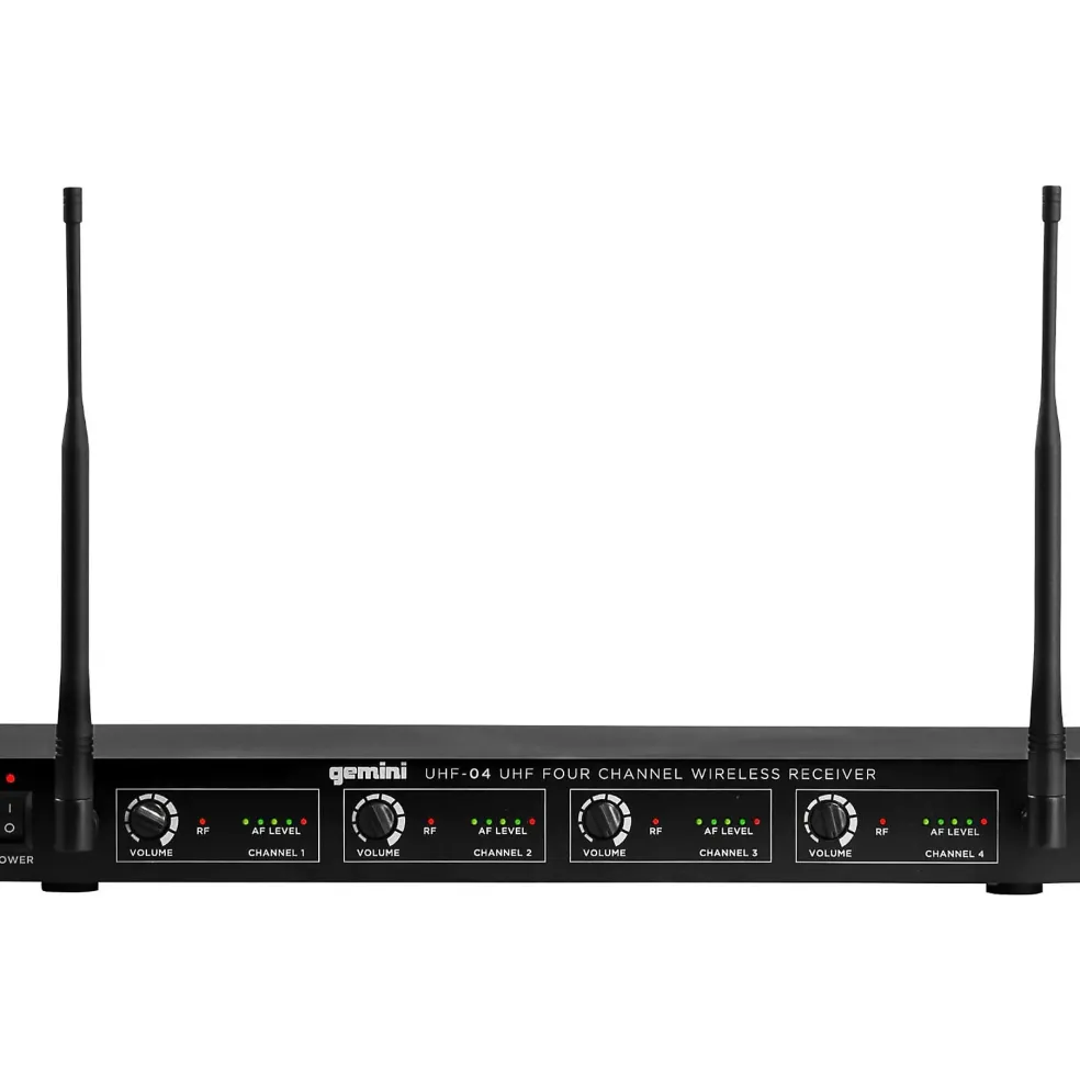 Gemini UHF-04M 4-Channel Wireless Handheld Microphone System, 517.6/521.5/533.7/537.2mHz S1234