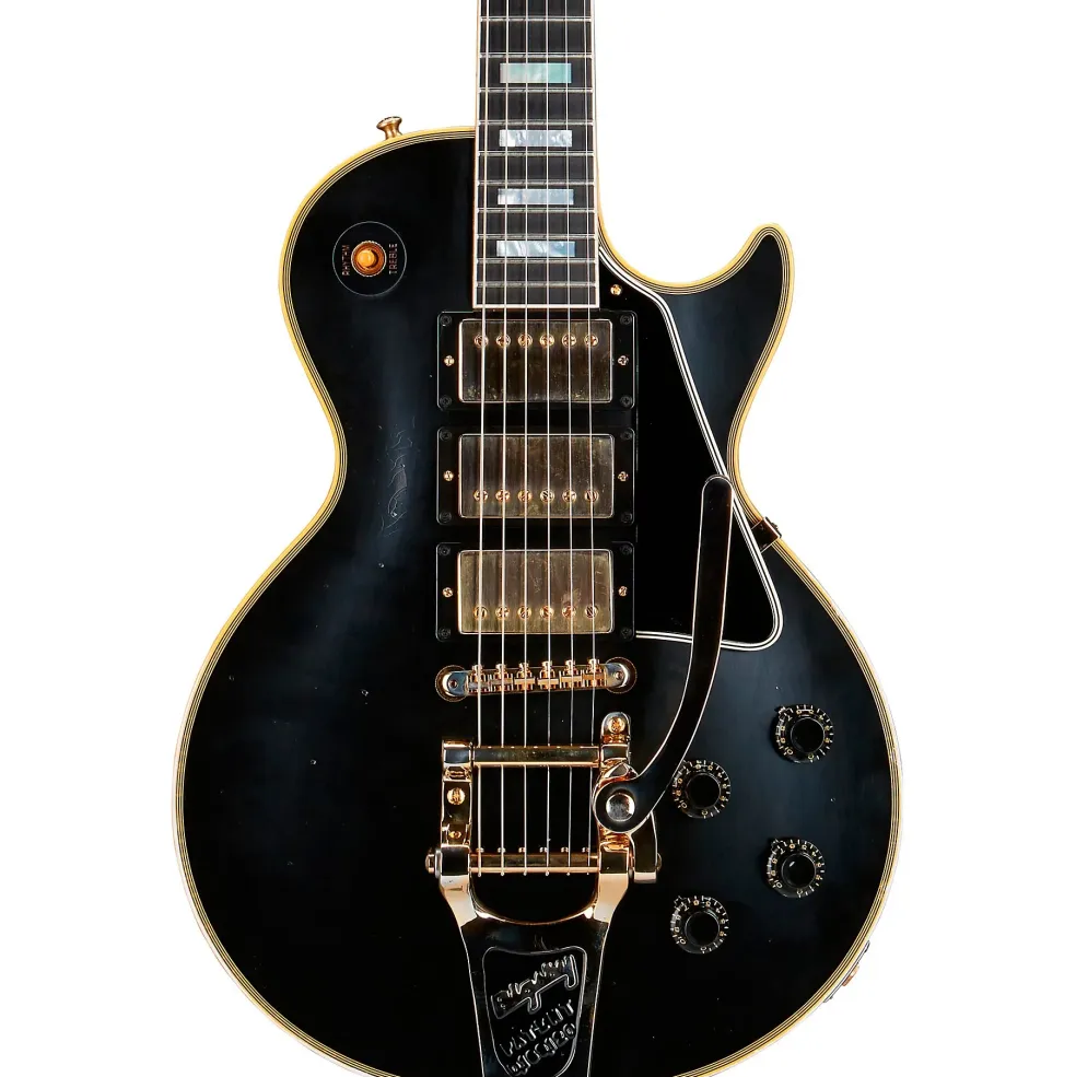 Gibson Custom Murphy Lab 1957 Les Paul Custom Reissue 3-Pickup Bigsby Light Aged Electric Guitar Ebony