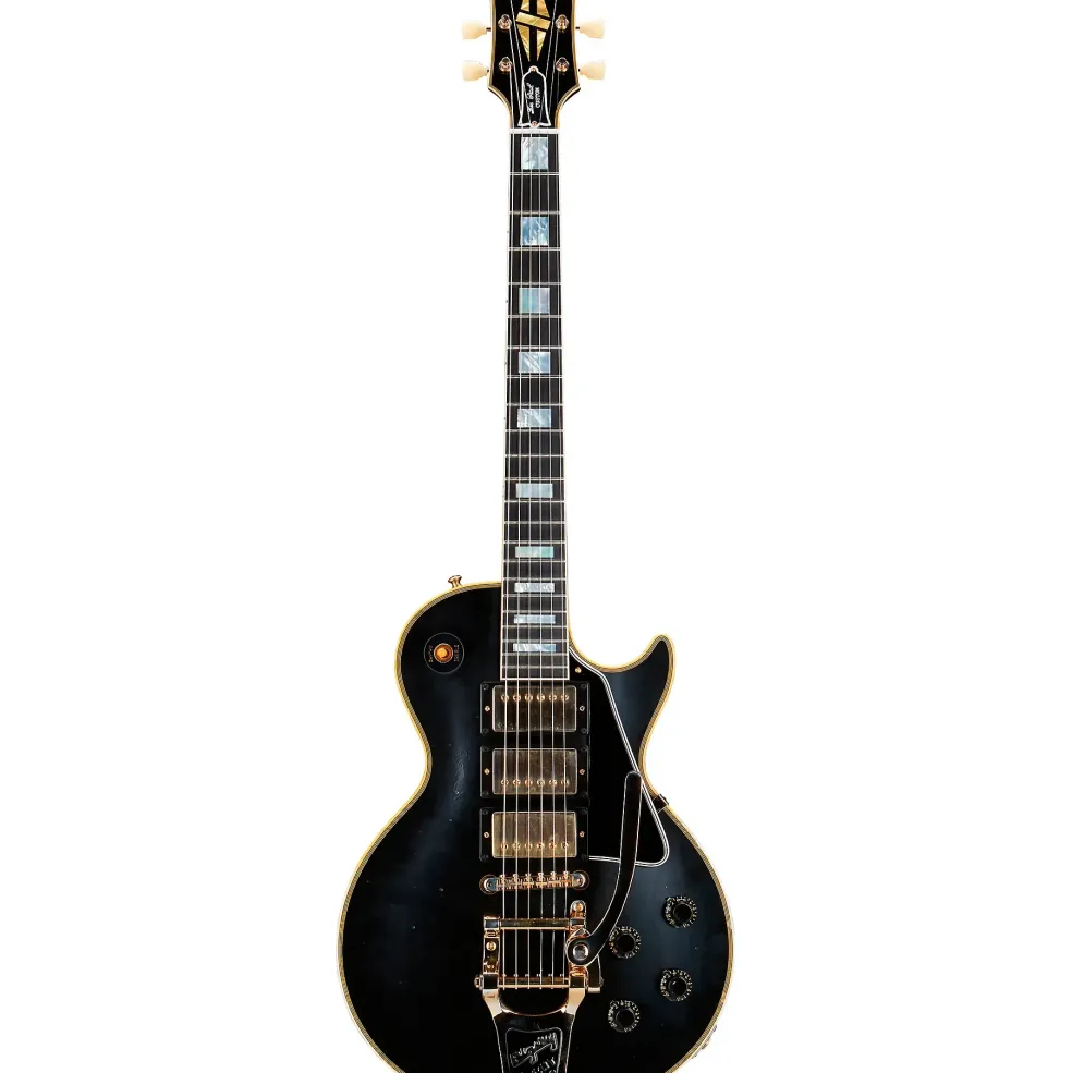 Gibson Custom Murphy Lab 1957 Les Paul Custom Reissue 3-Pickup Bigsby Light Aged Electric Guitar Ebony