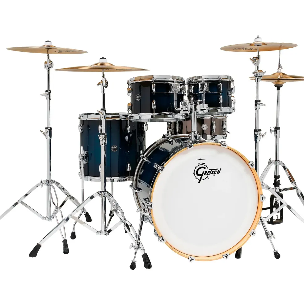 Gretsch Drums Renown 5-Piece Shell Pack With 22" Bass Drum and Black Nickel Over Steel Snare Drum Gloss Antique Blue Burst
