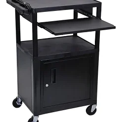 H. Wilson Plastic Cart with Steel Cabinet and Pullout Keyboard Tray