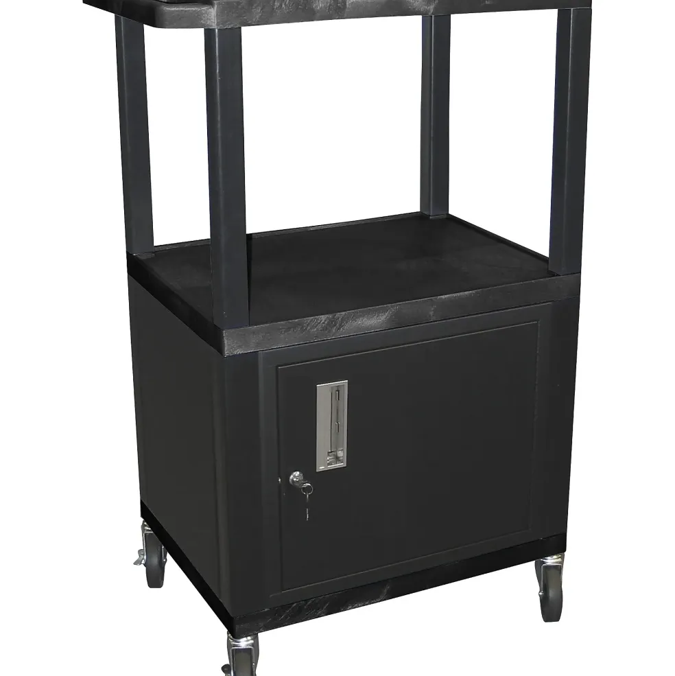 H. Wilson Tuffy Plastic 42" 3-Shelf Cart/Cabinet 42 Black