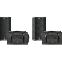 Harbinger VARI V3415 15" Powered Speakers Package With Avenue II Road Runner Bags
