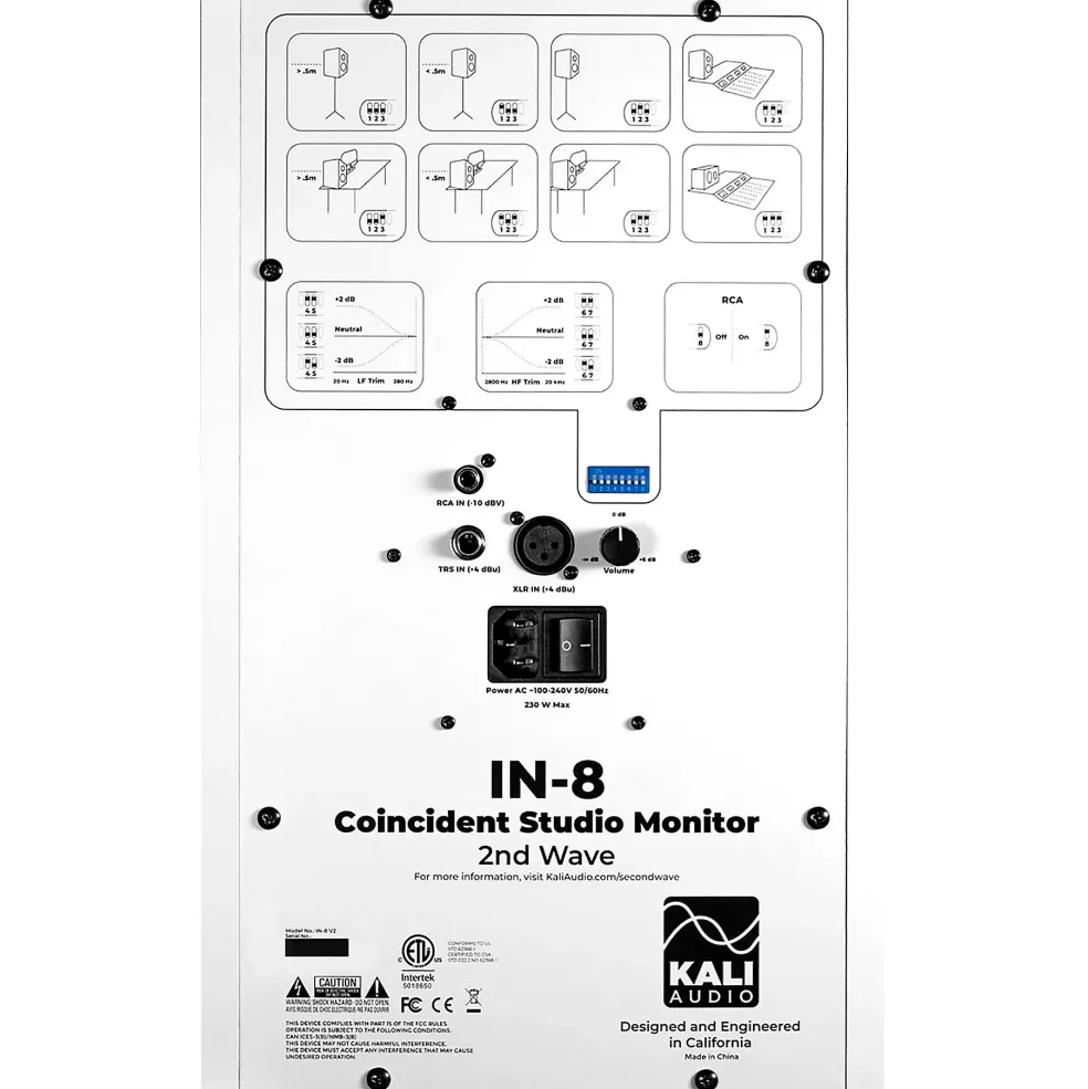Kali Audio IN-8W V2 8" 3-Way Powered Studio Monitor (Each), White