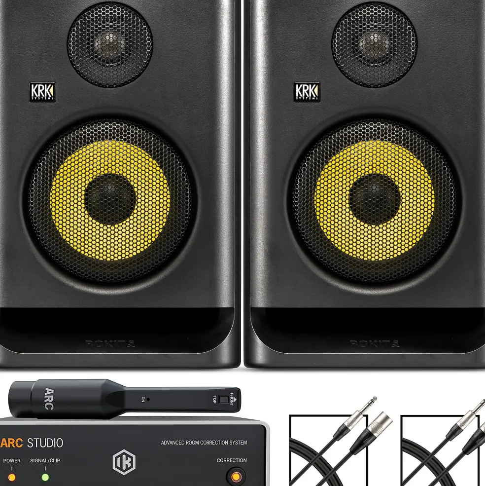 KRK ROKIT 5 Generation Five 5" Studio Monitor Pair With IK Multimedia ARC Studio Advanced Room Correction System