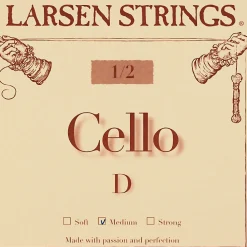 Larsen Strings Original Cello D String 1/2 Size, Medium Steel, Ball End