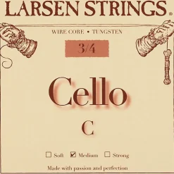 Larsen Strings Original Cello C String 3/4 Size, Medium Tungsten, Ball End