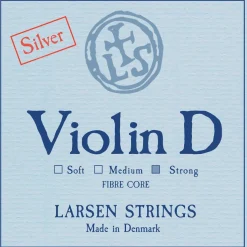 Larsen Strings Original Violin D String 4/4 Size Silver Wound, Heavy Gauge, Ball End