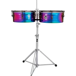 LP Tony Succar Signature Timbales With Black Nickel Hardware 14 in./15 in. Rainbow Chrome