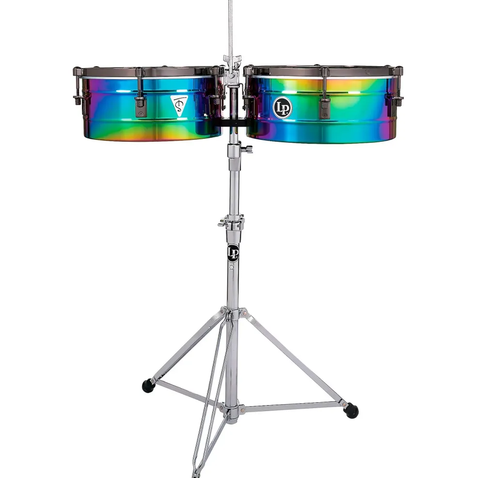 LP Tony Succar Signature Timbales With Black Nickel Hardware 14 in./15 in. Rainbow Chrome
