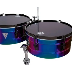 LP Tony Succar Signature Timbales With Black Nickel Hardware 14 in./15 in. Rainbow Chrome