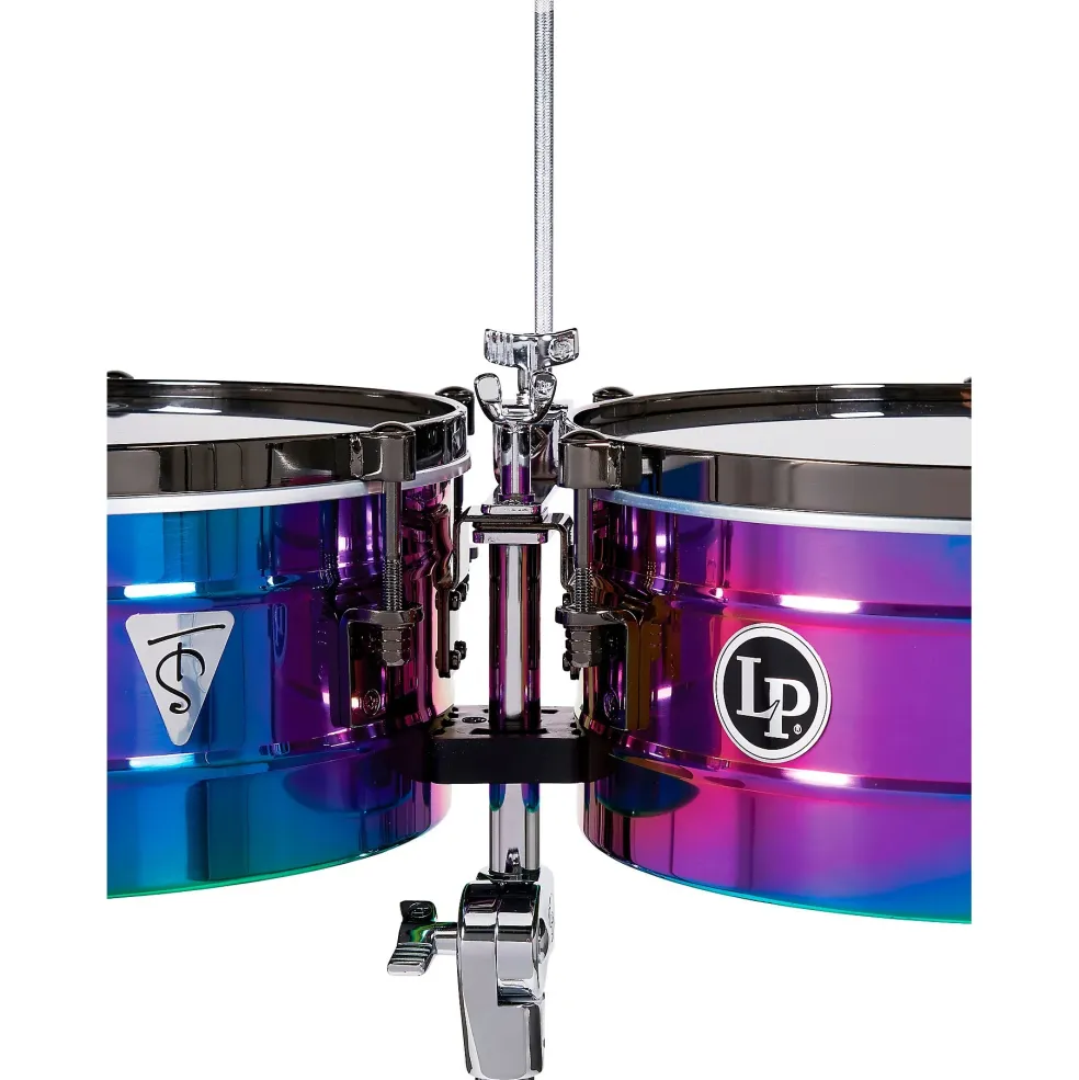 LP Tony Succar Signature Timbales With Black Nickel Hardware 14 in./15 in. Rainbow Chrome