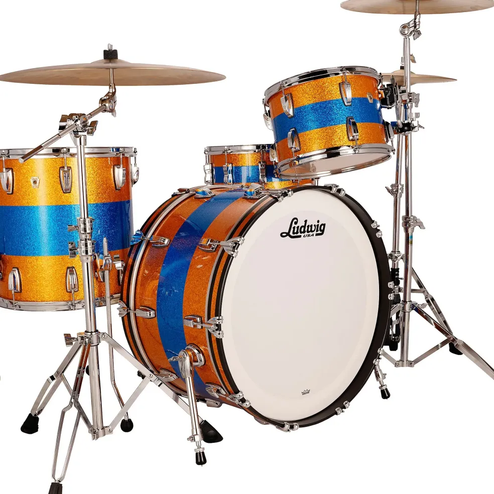 Ludwig Classic Maple 3-Piece Pro Beat Shell Pack With 24" Bass Drum Gold/Blue Tri-Band
