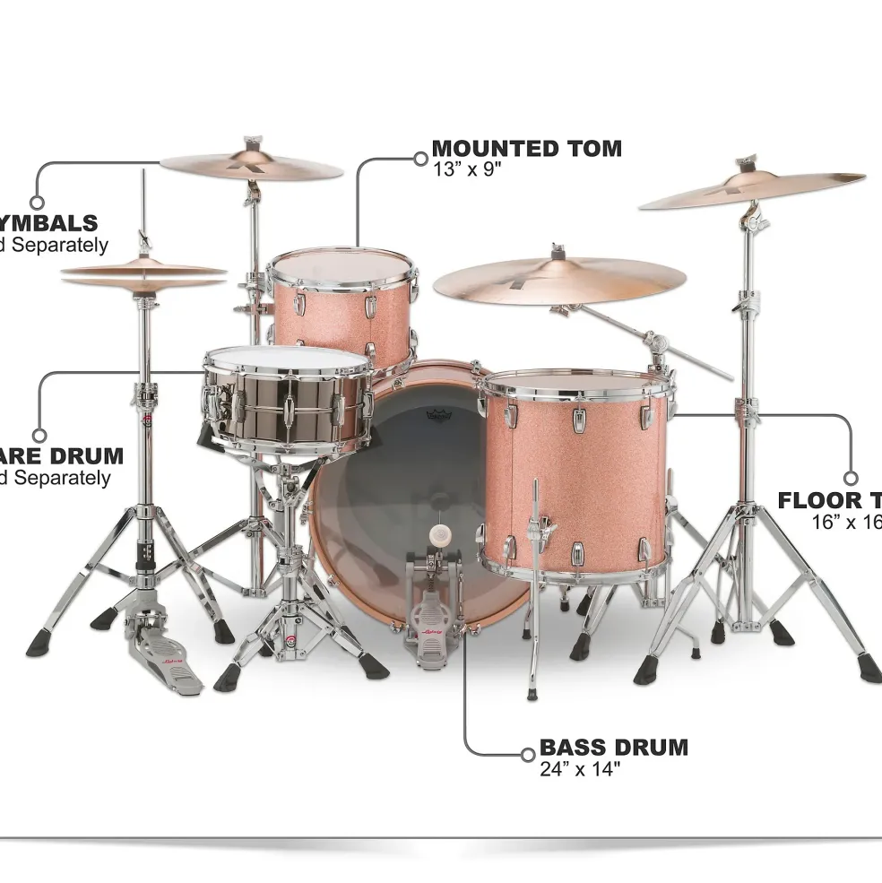 Ludwig Keystone X 3-Piece Pro Beat Shell Pack with 24 in. Bass Drum Champagne Sparkle