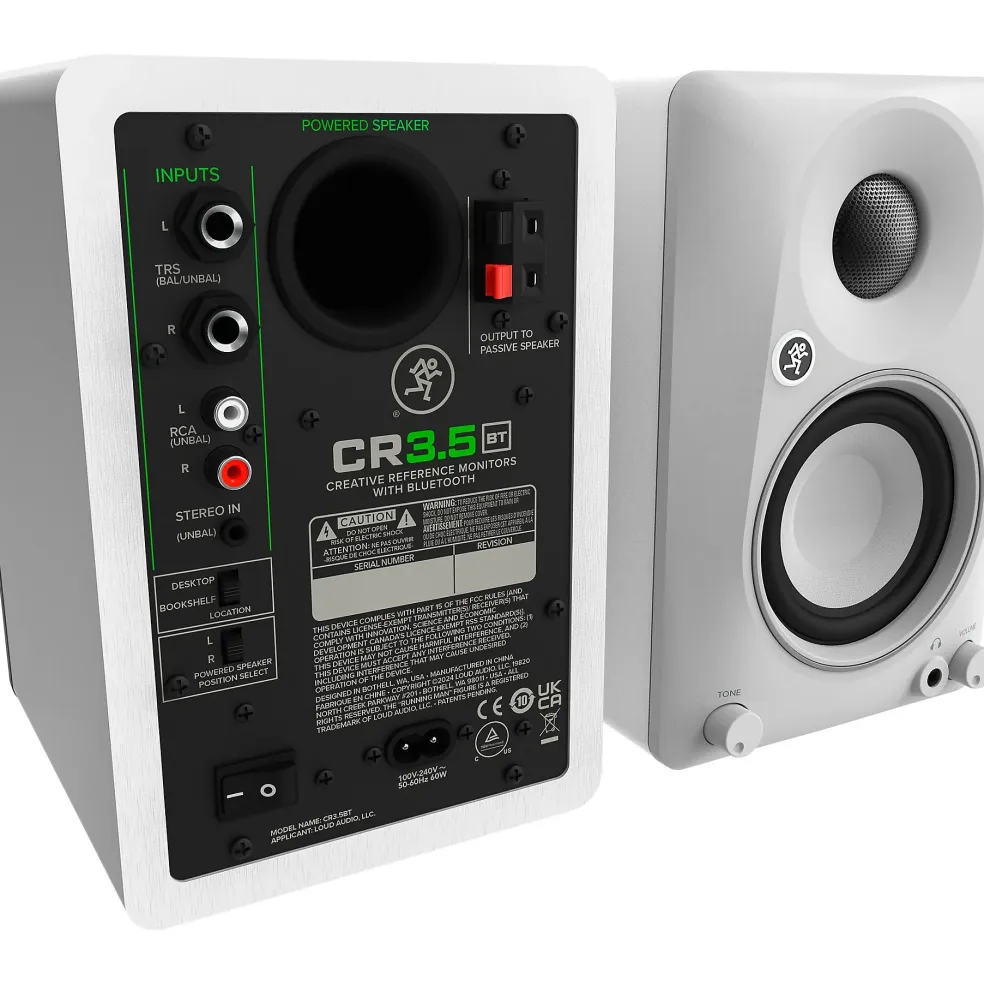 Mackie CR3.5BT-LTD-WHT 3.5" Limited Edition White Powered Studio Monitors w/ Tone Control and Bluetooth (Pair)