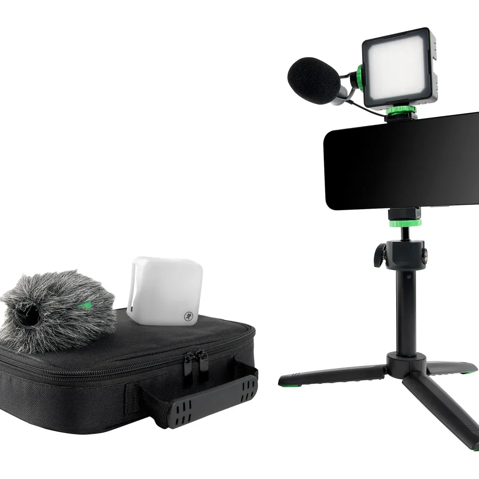 Mackie EM-93MK Complete Vlogger Kit with Dagger Microphone, Variable Temp. LED Light and Tripod