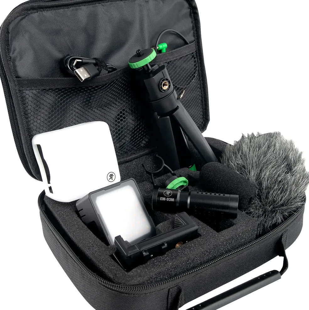 Mackie EM-93MK Complete Vlogger Kit with Dagger Microphone, Variable Temp. LED Light and Tripod
