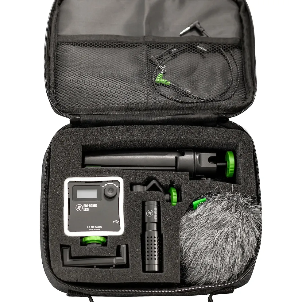 Mackie EM-93MK Complete Vlogger Kit with Dagger Microphone, Variable Temp. LED Light and Tripod