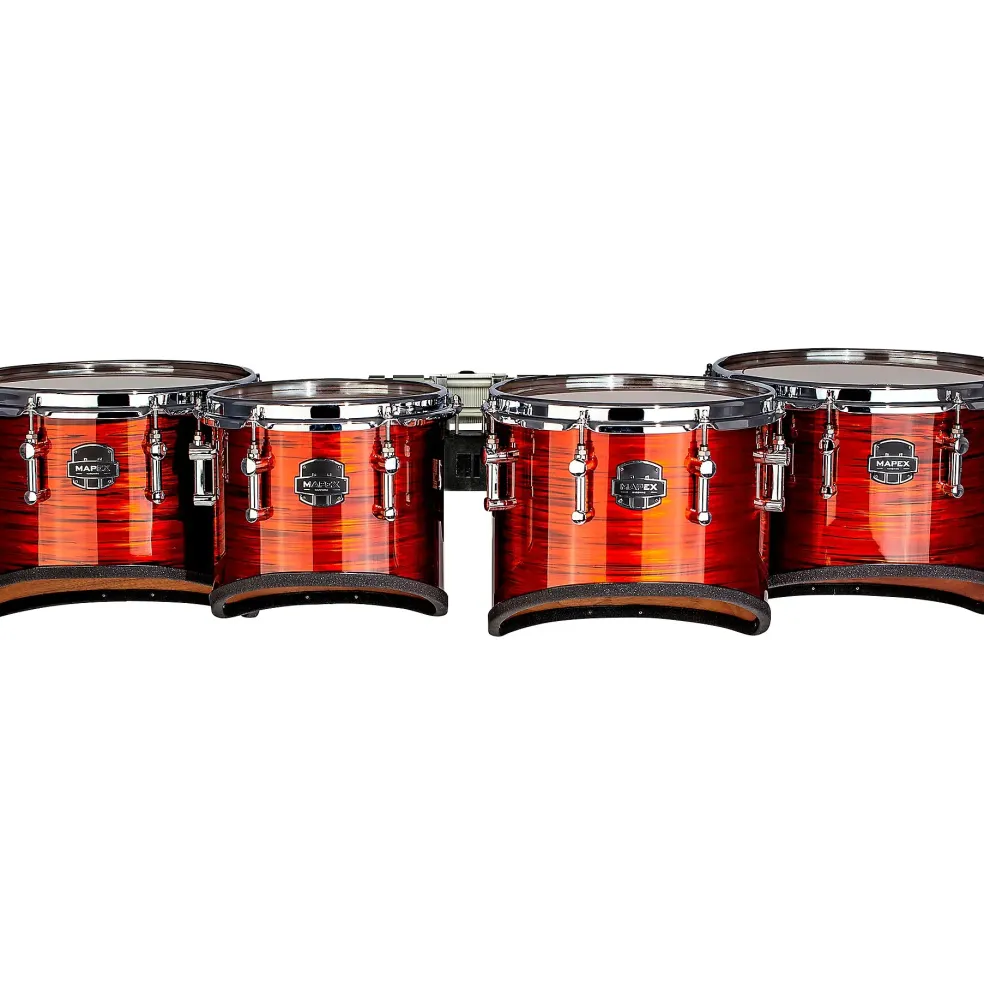 Mapex Quantum Mark II Drums on Demand Series California Cut Tenor Small Marching Quad 8, 10, 12, 13 in. Red Ripple