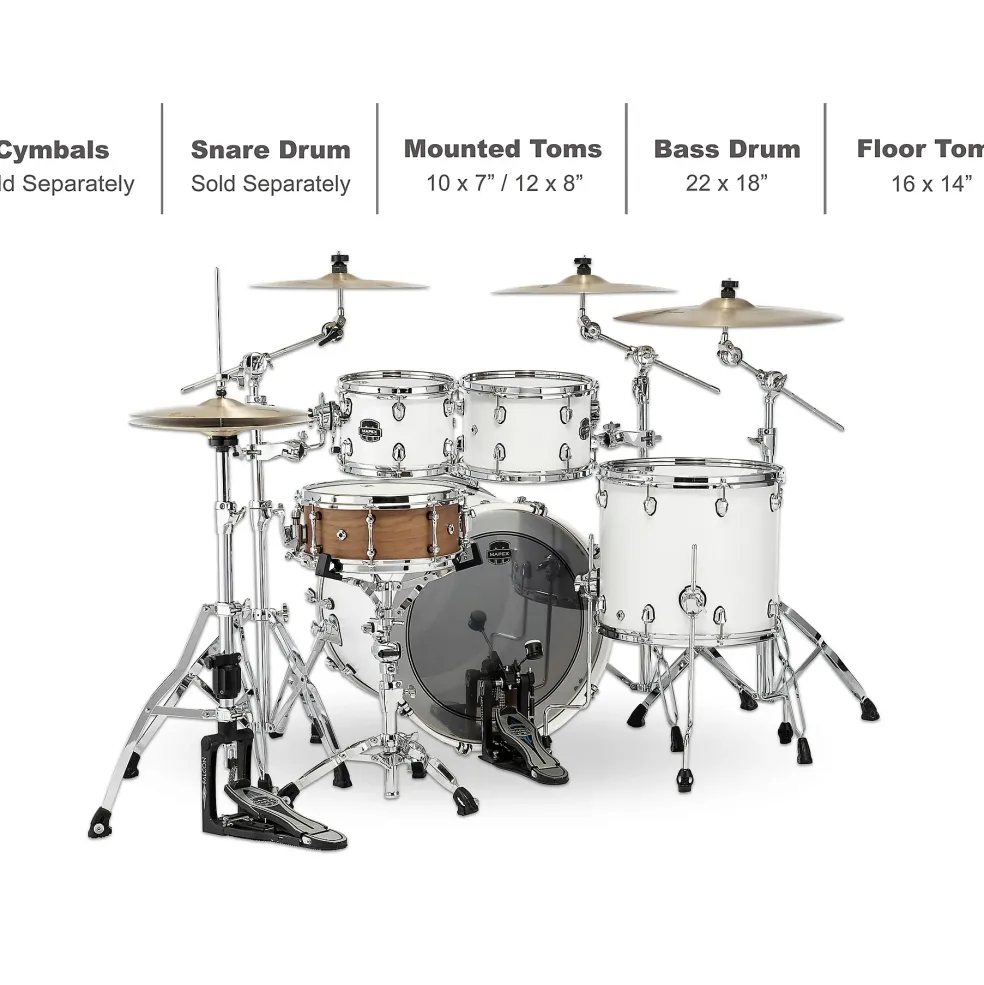 Mapex Saturn Rock 4-Piece Shell Pack With 22" Bass Drum Satin White