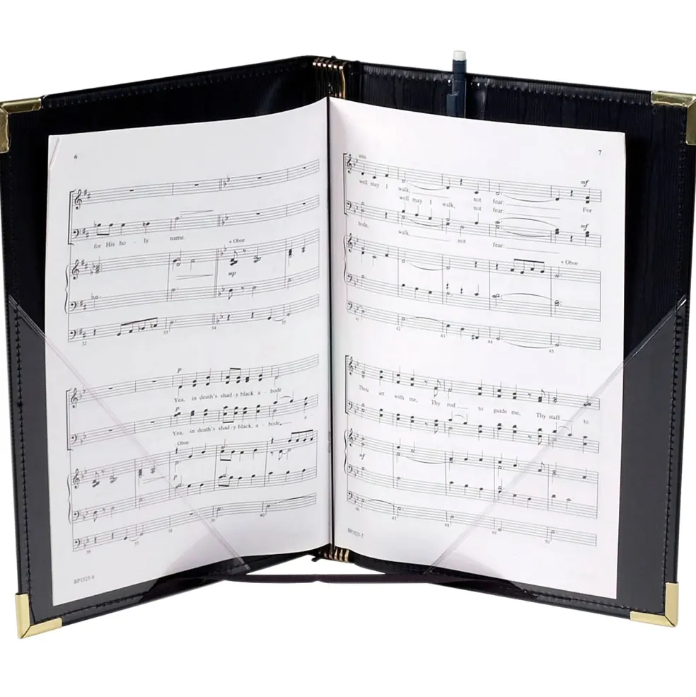 Marlo Plastics Premium Choral Folder 7-3/4 x 11 Octavo Size with Elastic String Holders - Black