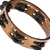 MEINL Compact Wood Tambourine with Double Row Stainless Steel Jingles 8 in. Walnut Brown