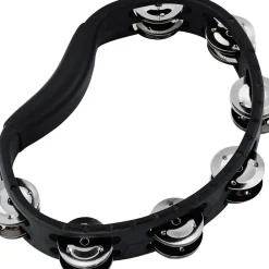 MEINL Handheld Guiro Tambourine with Double Row Steel Jingles Black