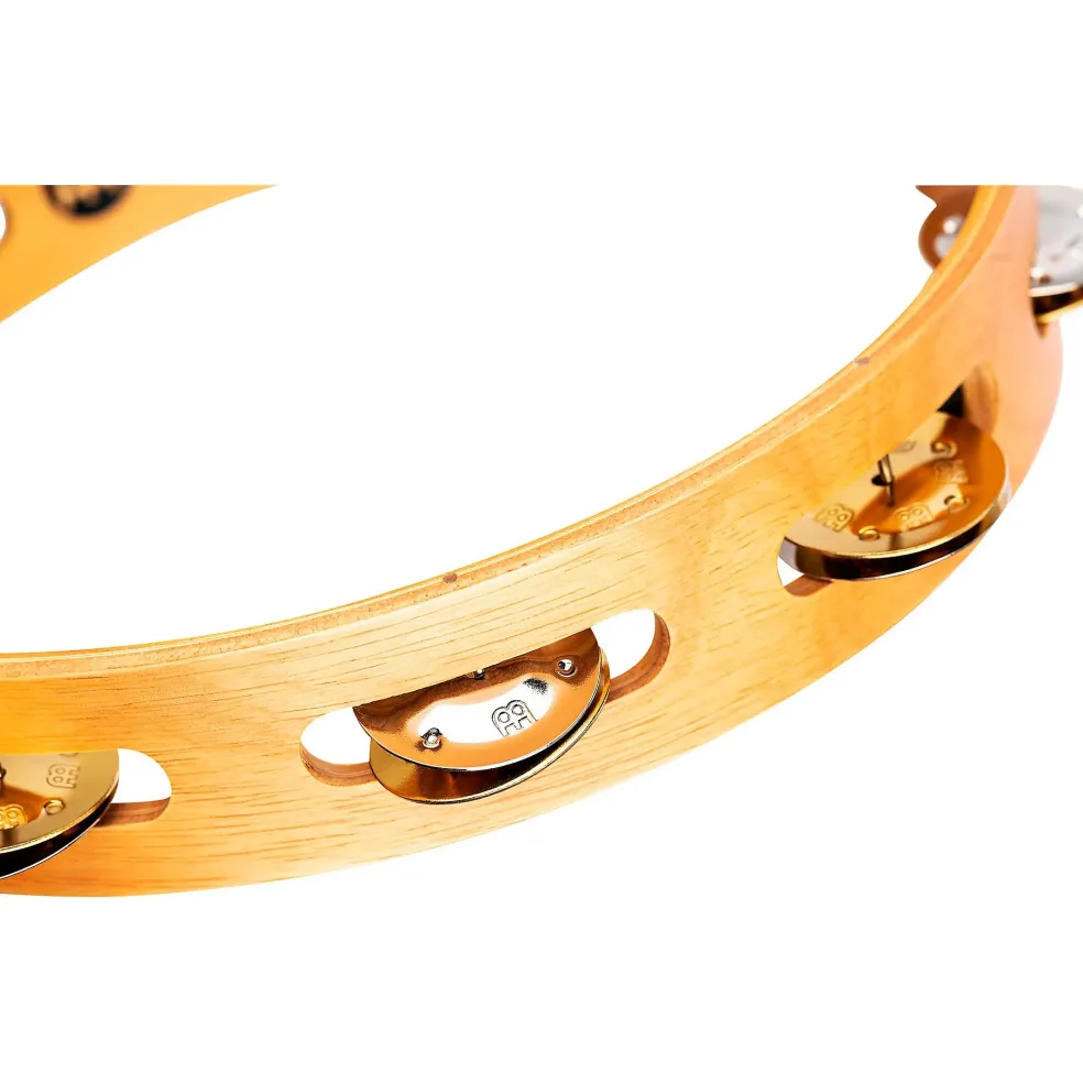 MEINL Recording-Combo Wood Tambourine One Row Dual Alloy Jingles Super Natural