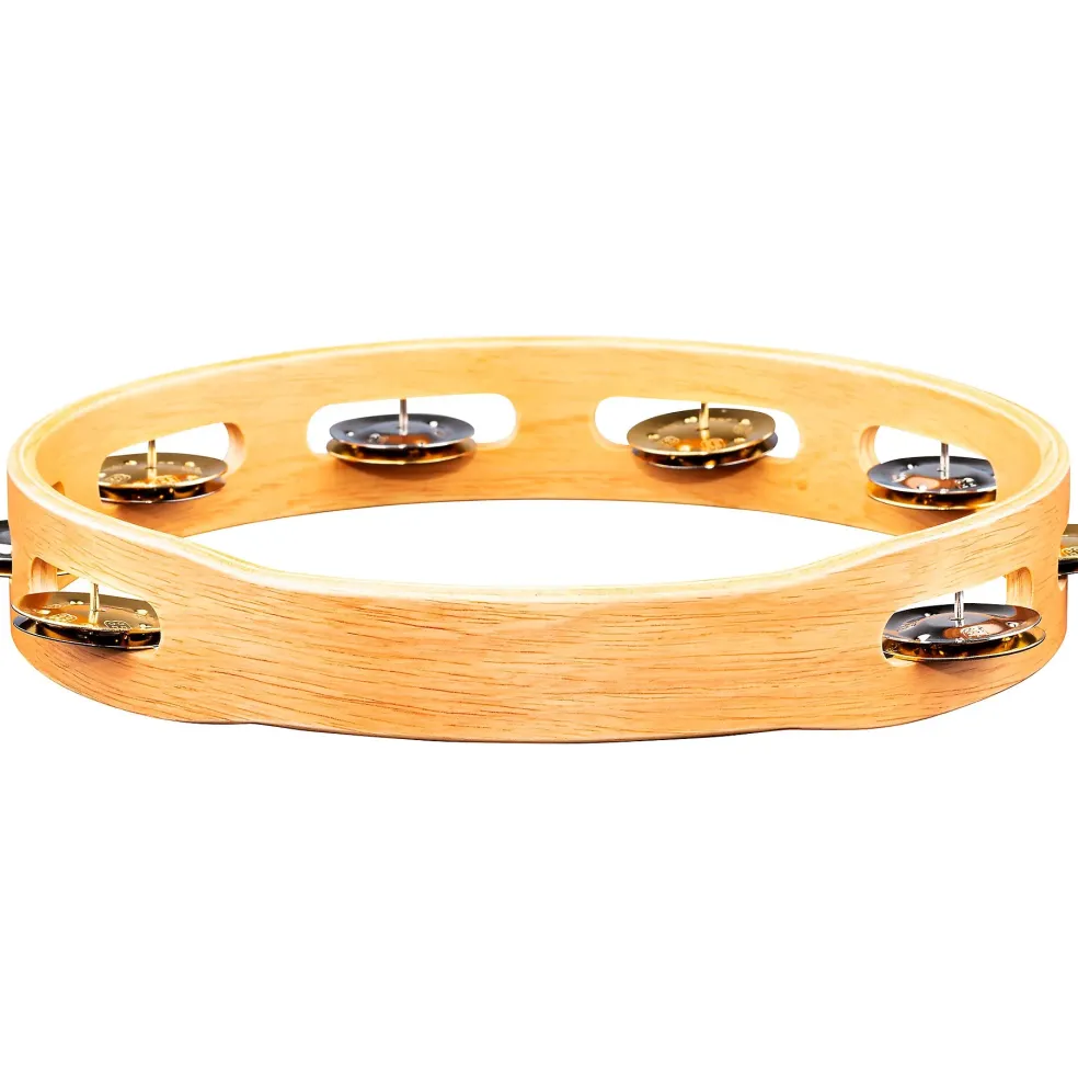 MEINL Recording-Combo Wood Tambourine One Row Dual Alloy Jingles Super Natural