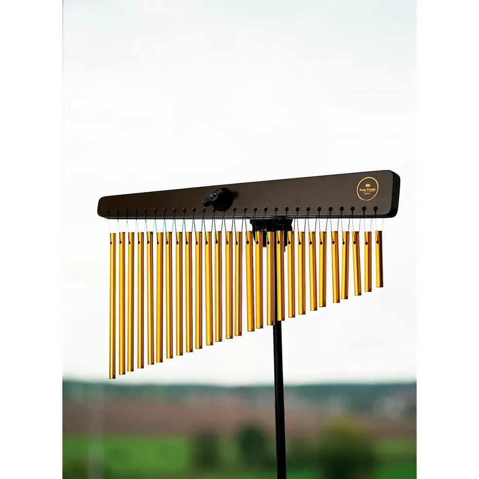 MEINL Sonic Energy CH27WB Single Row Chimes With 27 Gold-Anodized Aluminum Alloy Bars, Walnut Brown