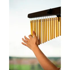 MEINL Sonic Energy CH27WB Single Row Chimes With 27 Gold-Anodized Aluminum Alloy Bars, Walnut Brown