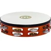 MEINL TAH2A-AB 10" Headed Wood Tambourine, Dual Row, Aluminum Jingles African Brown